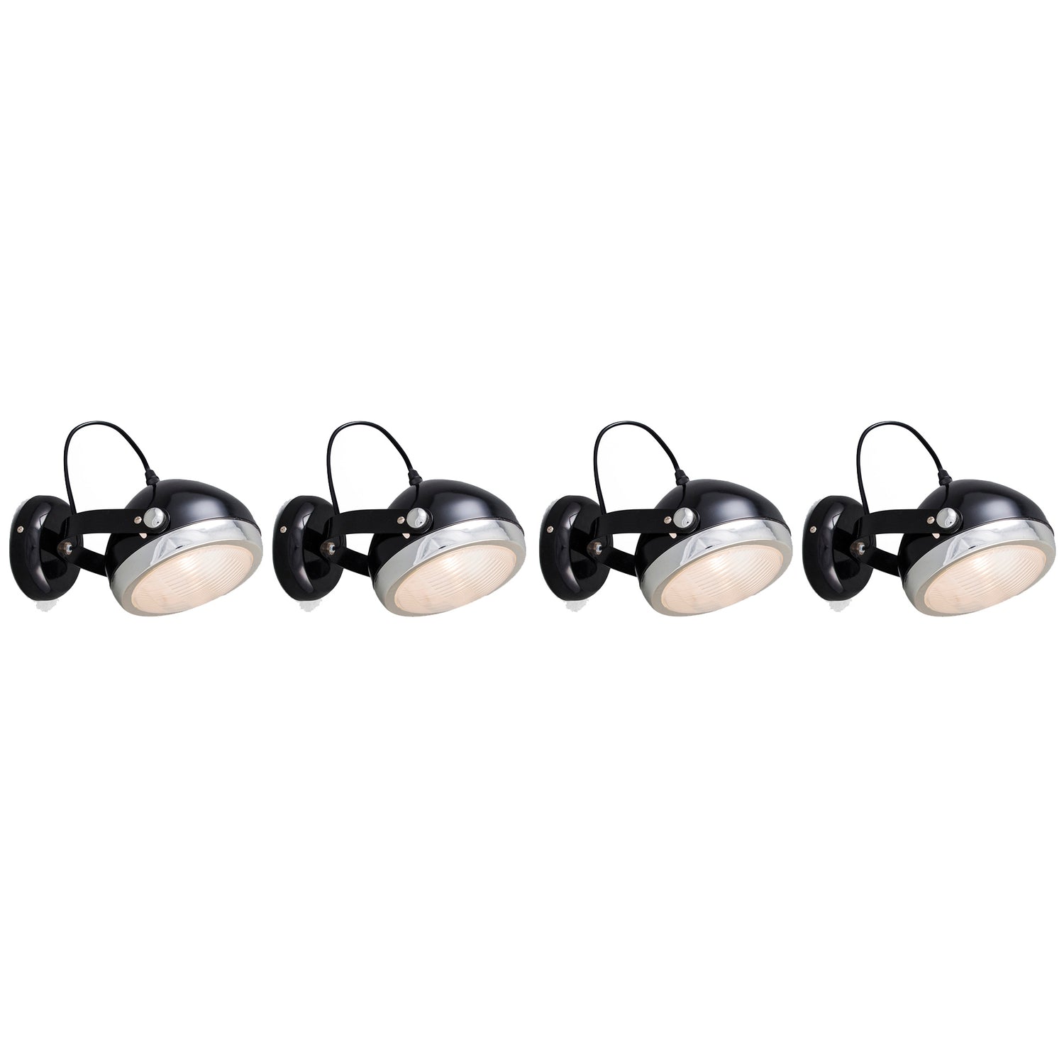 QAZQA Set van 4 wand- en plafondspots zwart verstelbaar - Biker 1