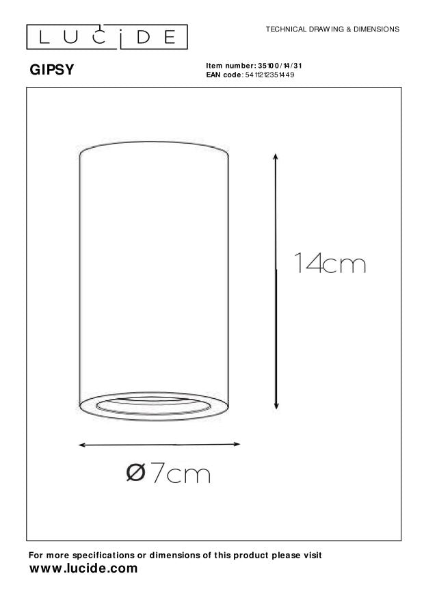 Lucide GIPSY Plafondspot - Wit