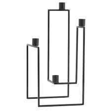 Kandelaar Nordic Metaal - 4 kaarsen - Zwart - H22 cm