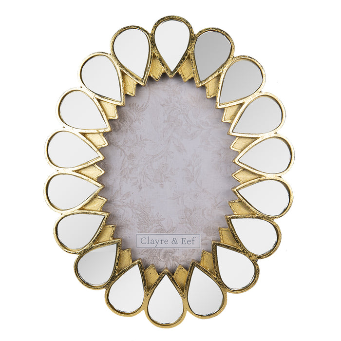 Clayre & Eef Fotolijst  13x18 cm Goudkleurig Kunststof Ovaal Fotokader