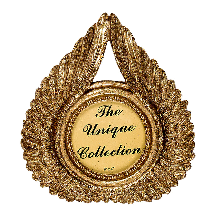 Clayre & Eef Fotolijst Vleugels 5x5 cm Goudkleurig Polyresin Fotokader