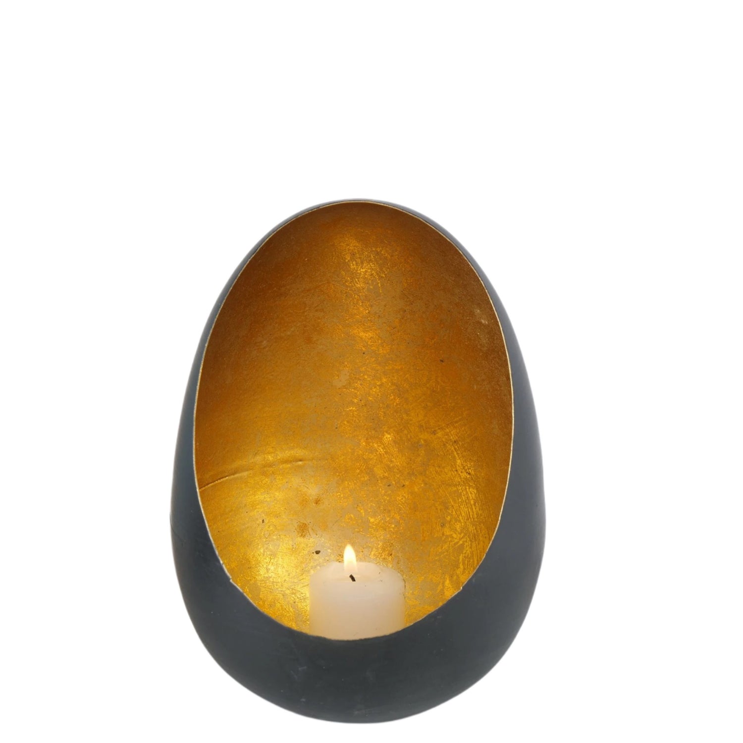 Kandelaar Golden Egg – Zwart|Goud – Medium – Ø 11 x H 15 cm