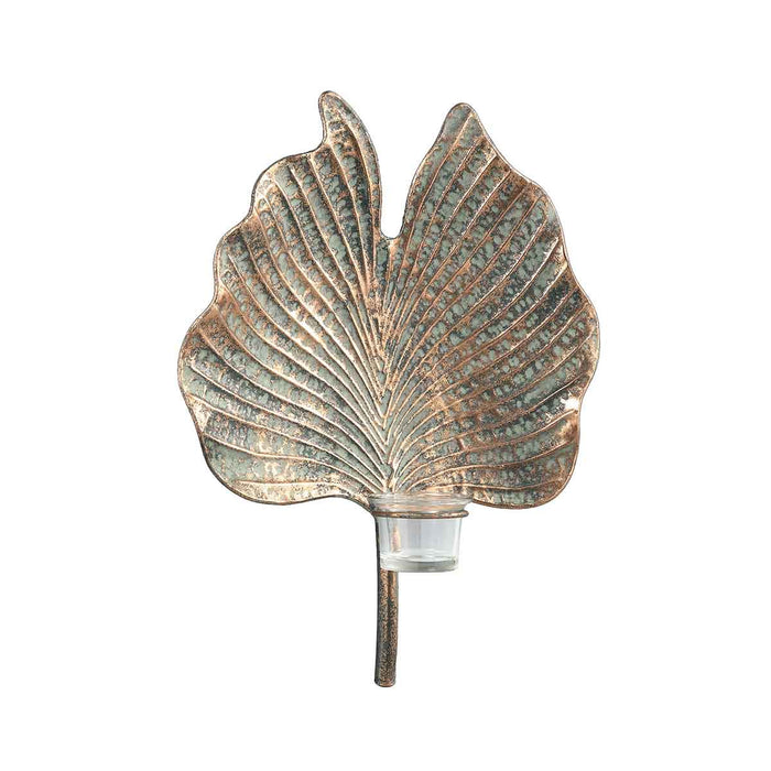 PTMD Malita Wandkandelaar Blad - 29 x 8,5 x 37 cm - Metaal - Koper