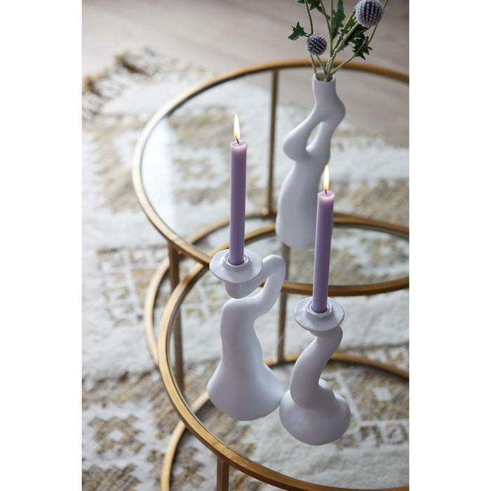 present time - Candleholder Organic Swirl large polyresin white
