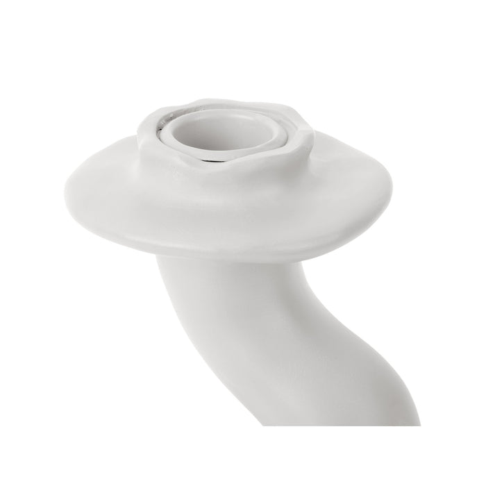 present time - Candleholder Organic Swirl large polyresin white