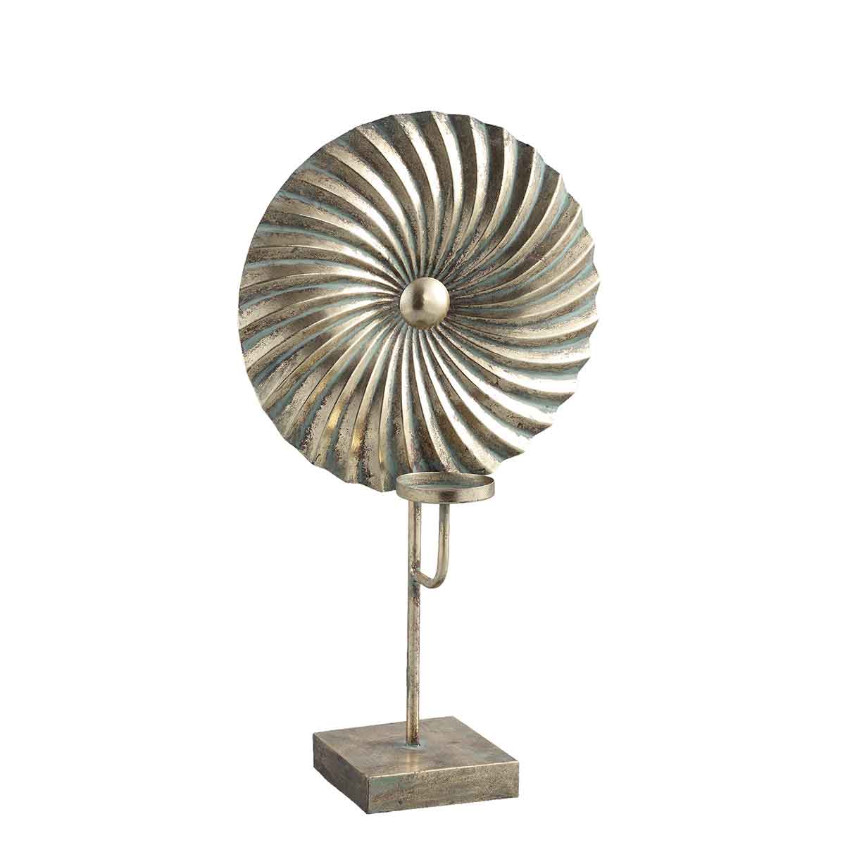 PTMD Xandro Theelichthouder Schelp - 29 x 16,5 x 52 cm - Metaal - Goud