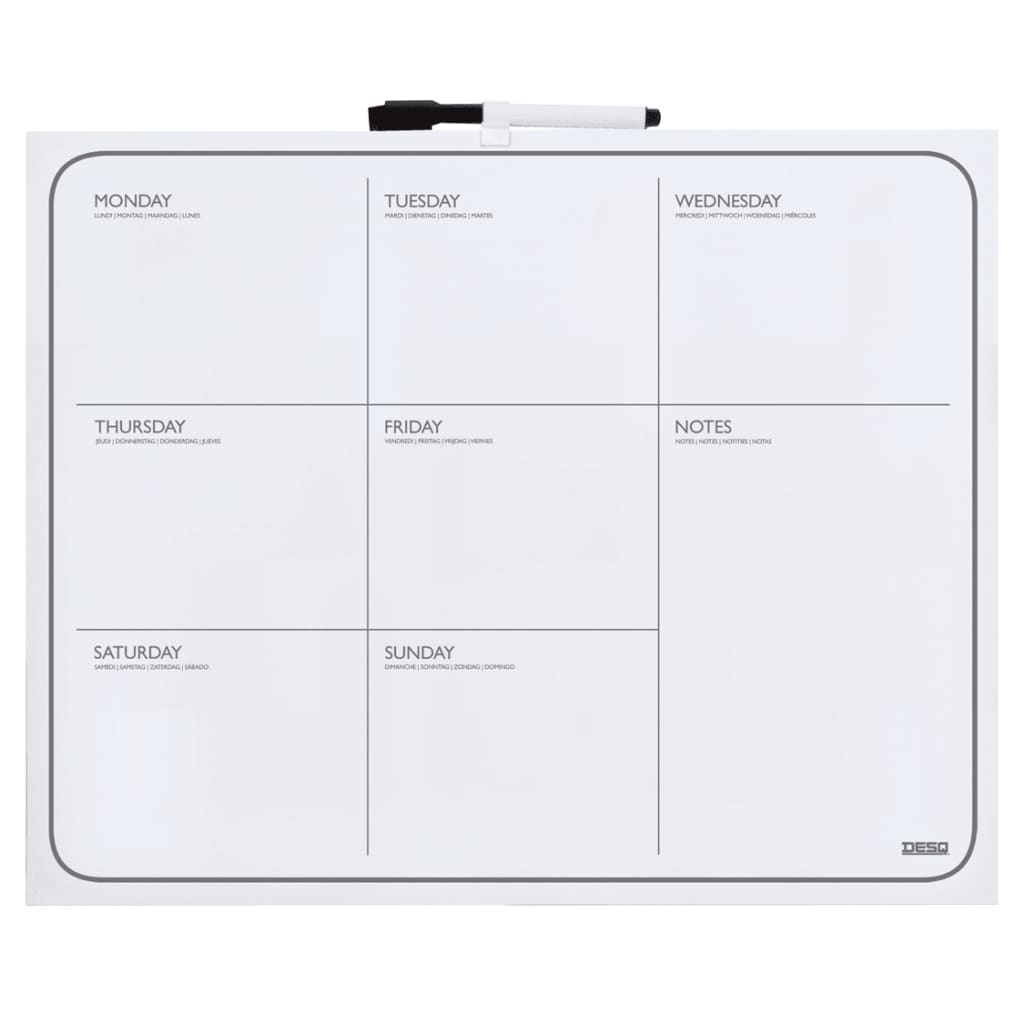 DESQ Weekplanner frameloos magnetisch 40x50 cm wit