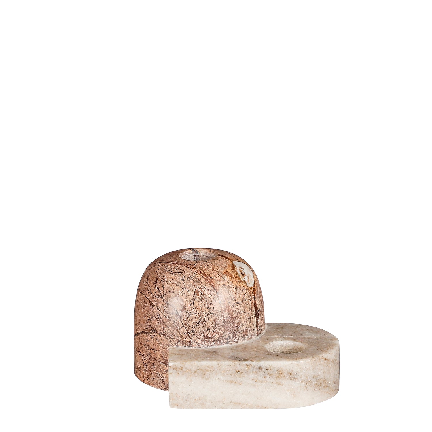 Casa Vivante Kandelaar - H12,5 x B10 x H7,5 cm - Marmer - Bruin