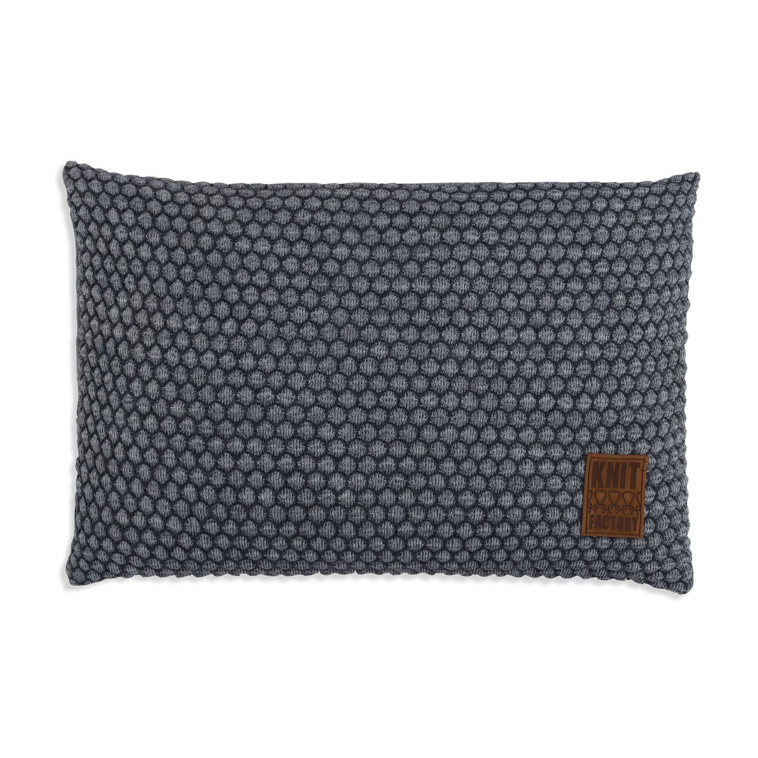 Knit Factory Juul Sierkussen - Antraciet|Licht Grijs - 60x40 cm