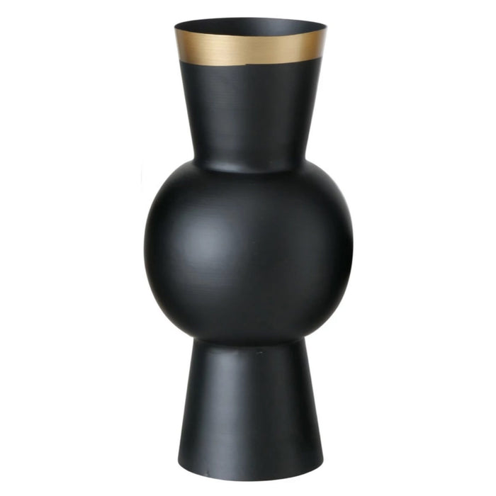 Metalen Vaas Bubble Middle – Zwart|Goud – Ø 11 x H30 cm