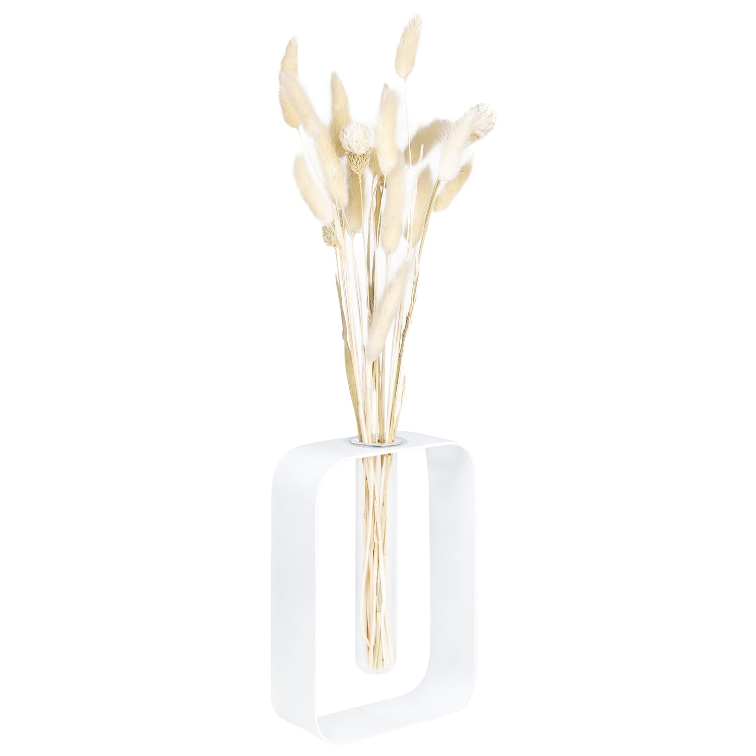 QUVIO Rechthoekig metalen frame met vaasje - Wit