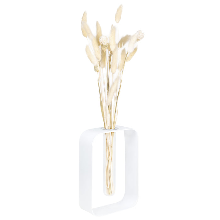 QUVIO Rechthoekig metalen frame met vaasje - Wit
