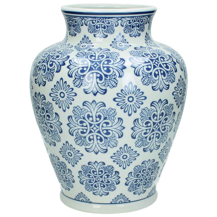 SVJ Home Decorations Vaas - H28 x Ø21 cm - Porselein - Blauw|Wit