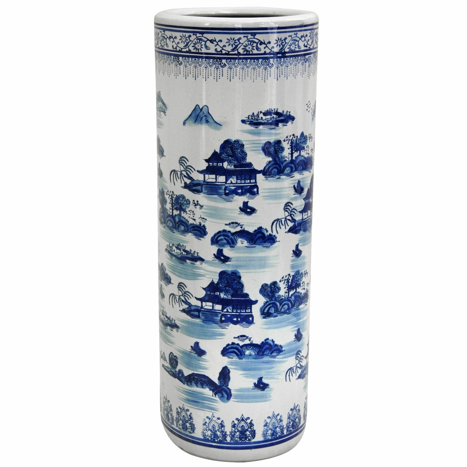Fine Asianliving Parapluhouder Porselein Blauw-Wit