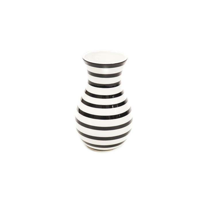 HV Breton streep vaas-  Wit|Zwart- 14x22cm