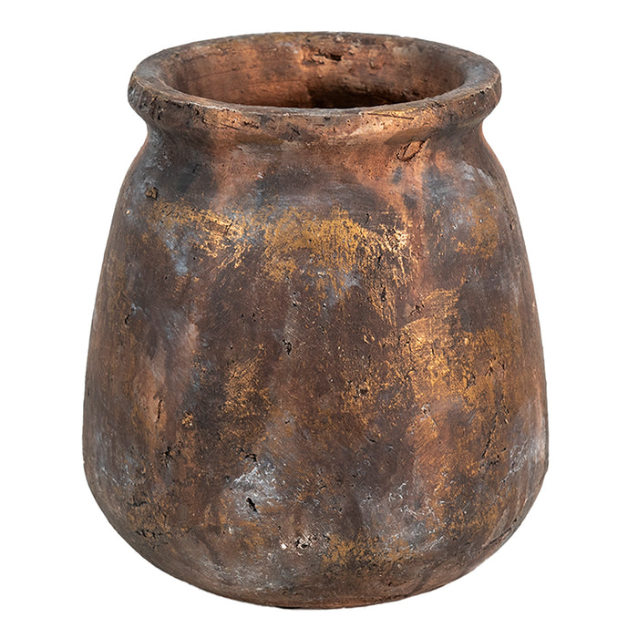 Clayre & Eef Vaas  Ø 16x18 cm Bruin Terracotta Rond Decoratie Vaas