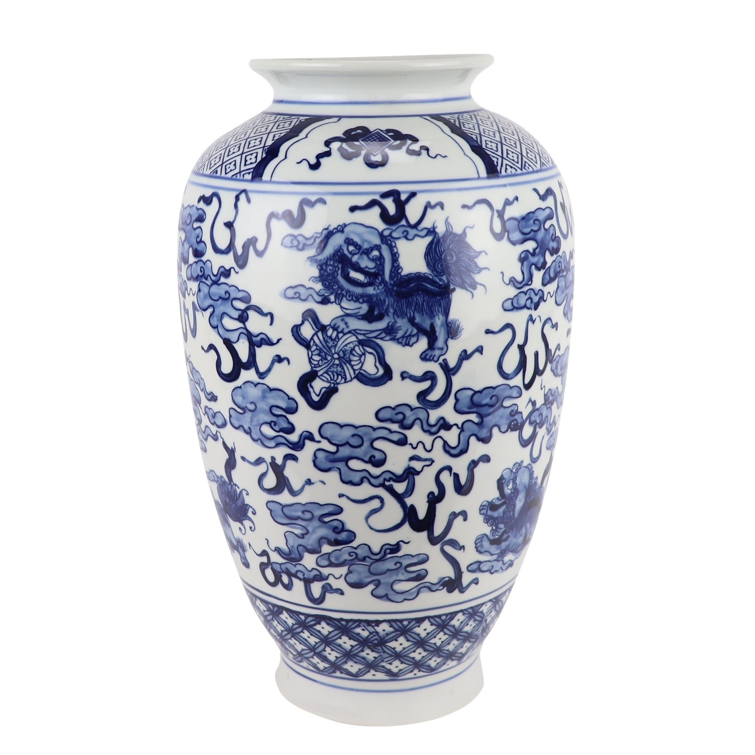 Fine Asianliving Chinese Vaas Blauw Wit Porselein