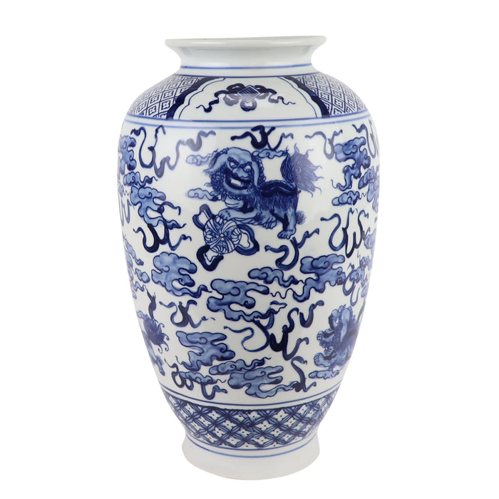 Fine Asianliving Chinese Vaas Blauw Wit Porselein