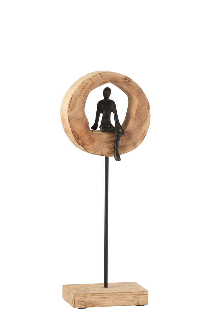 J-Line Beeld Figuur Ring Hoog Zwart Bruin