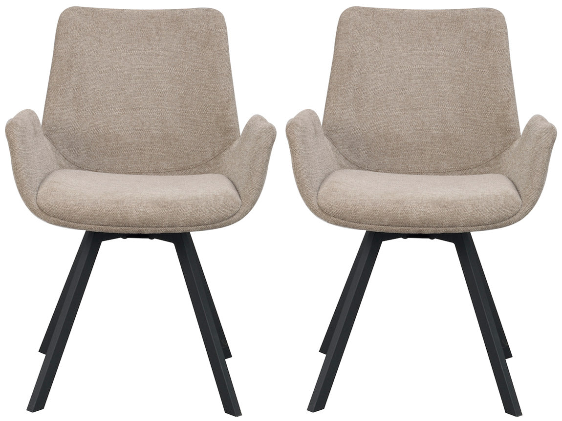 Rowico Norwell Draaibare Eetkamerstoel - Set Van 2 - Beige Stof