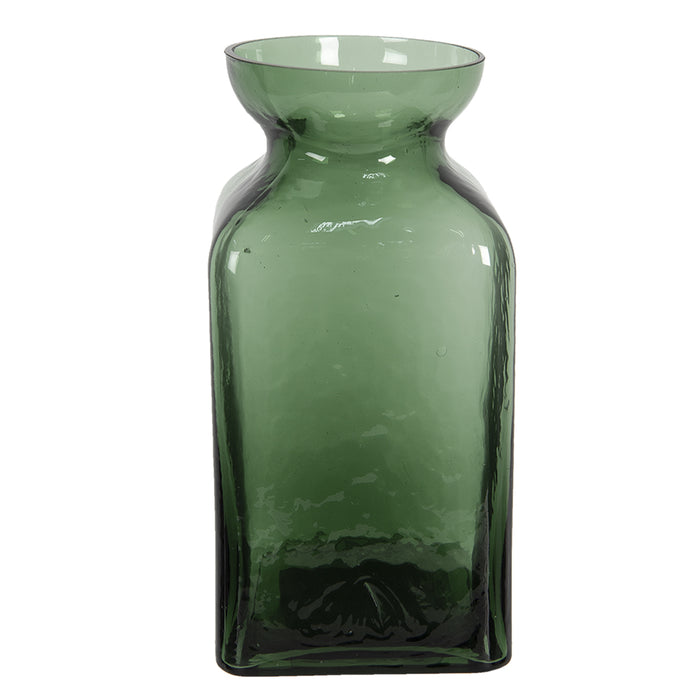 Clayre & Eef Vaas Ø 10*19 cm Groen Glas Rond Glazen Vaas Bloempot