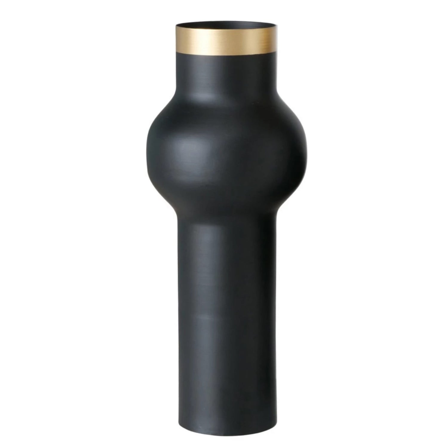 Metalen Vaas Bubble Top – Zwart|Goud – Ø 11 x H30 cm