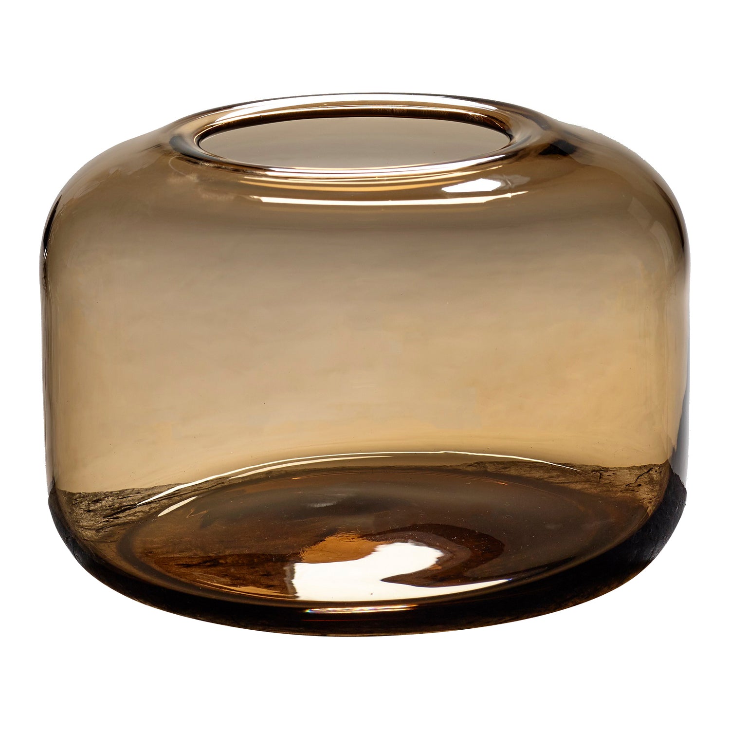 Maison Péderrey Vaas Mond geblazen Glas Bruin D 21 cm H 14 cm