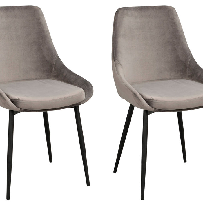 Rowico Sierra Stoel - Set Van 2 - Fluweel Grijs