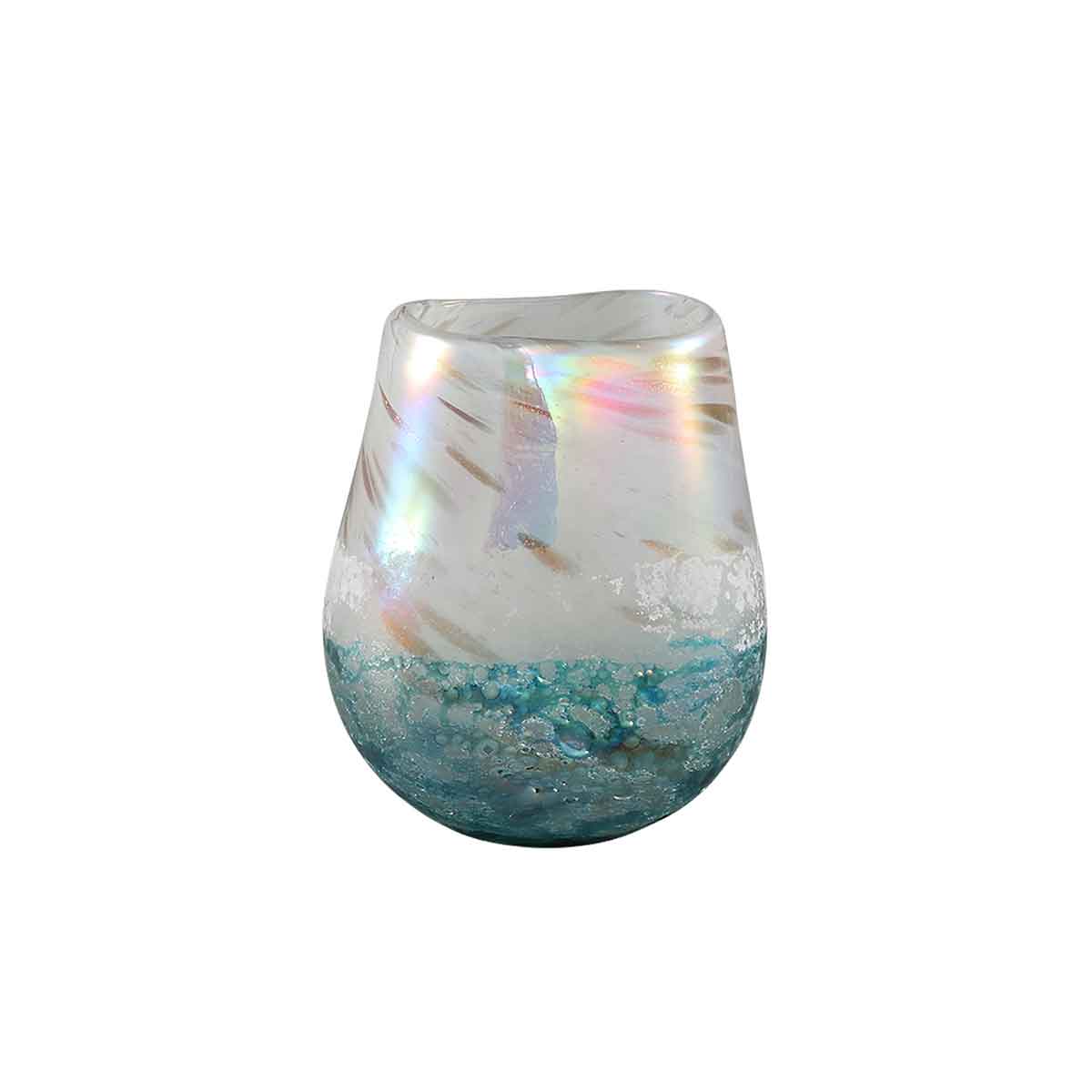PTMD Mersh Ovale Vaas - 11,5 x 8 x 13 cm - Glas - Blauw