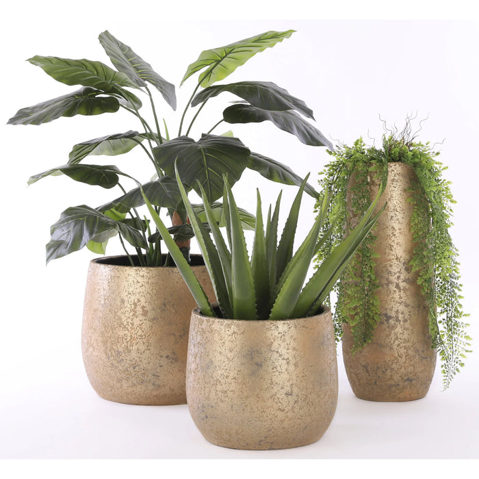 Mica Decorations Vaas - keramiek flakes motief goud - 17 x 35 cm