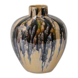 Rasteli Vaas Keramiek Goud-Zwart-Bruin-Parelmoer D 27 cm H 31,5 cm