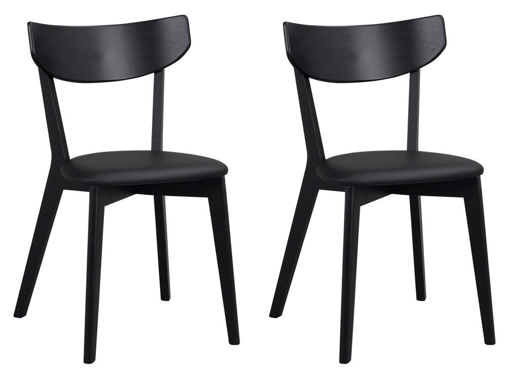 Rowico Ami Stoel - Set Van 2 - Zwart Kunstleer - Zwart Eiken