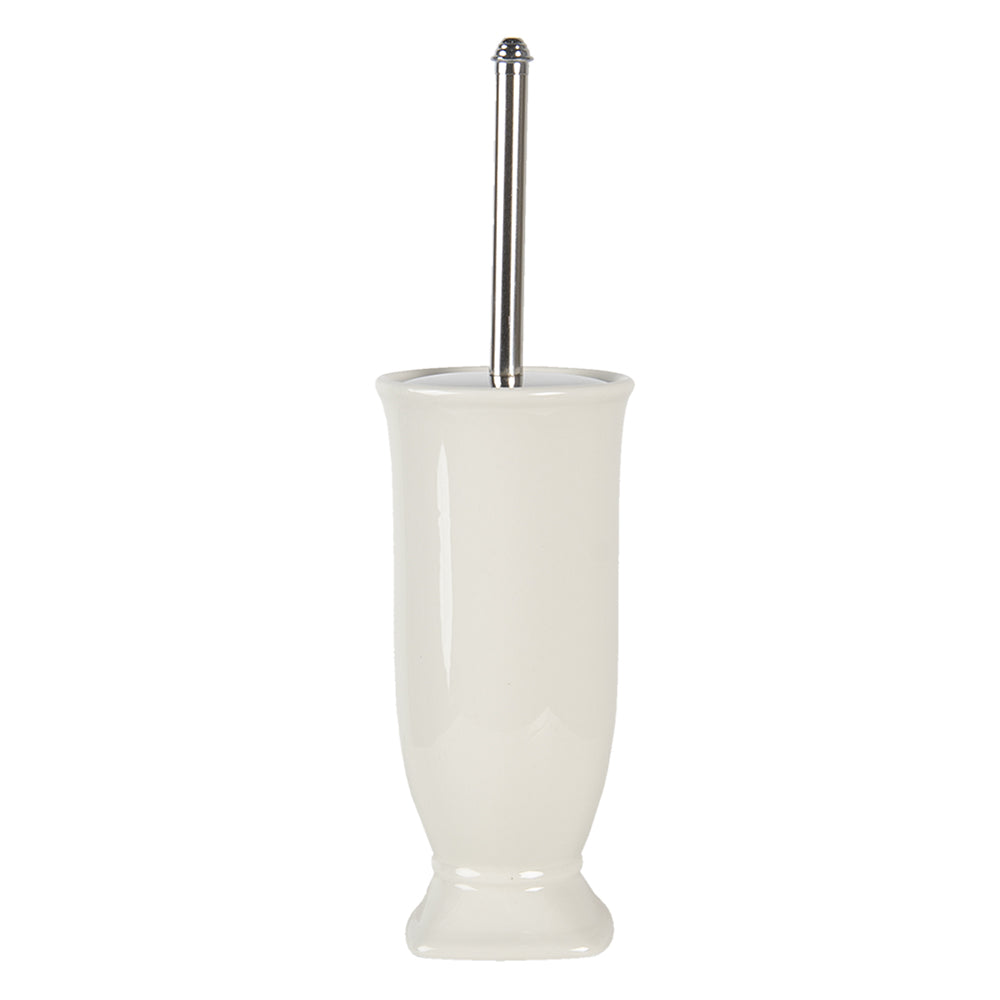 Clayre & Eef WC Borstel met Houder Ø 12x26 cm Wit Keramiek