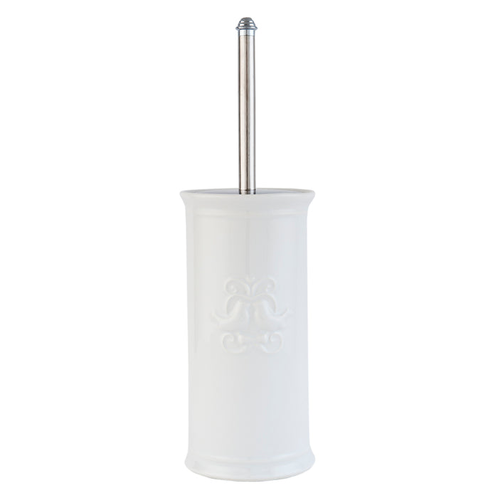 Clayre & Eef WC Borstel met Houder  24 cm Wit Keramiek Rond