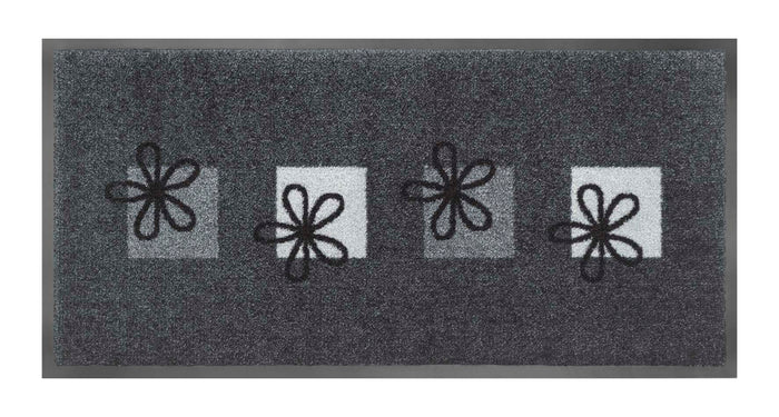 MD Entree - Schoonloopmat - Emotion XS - Flowers Grey - 40 x 80 cm
