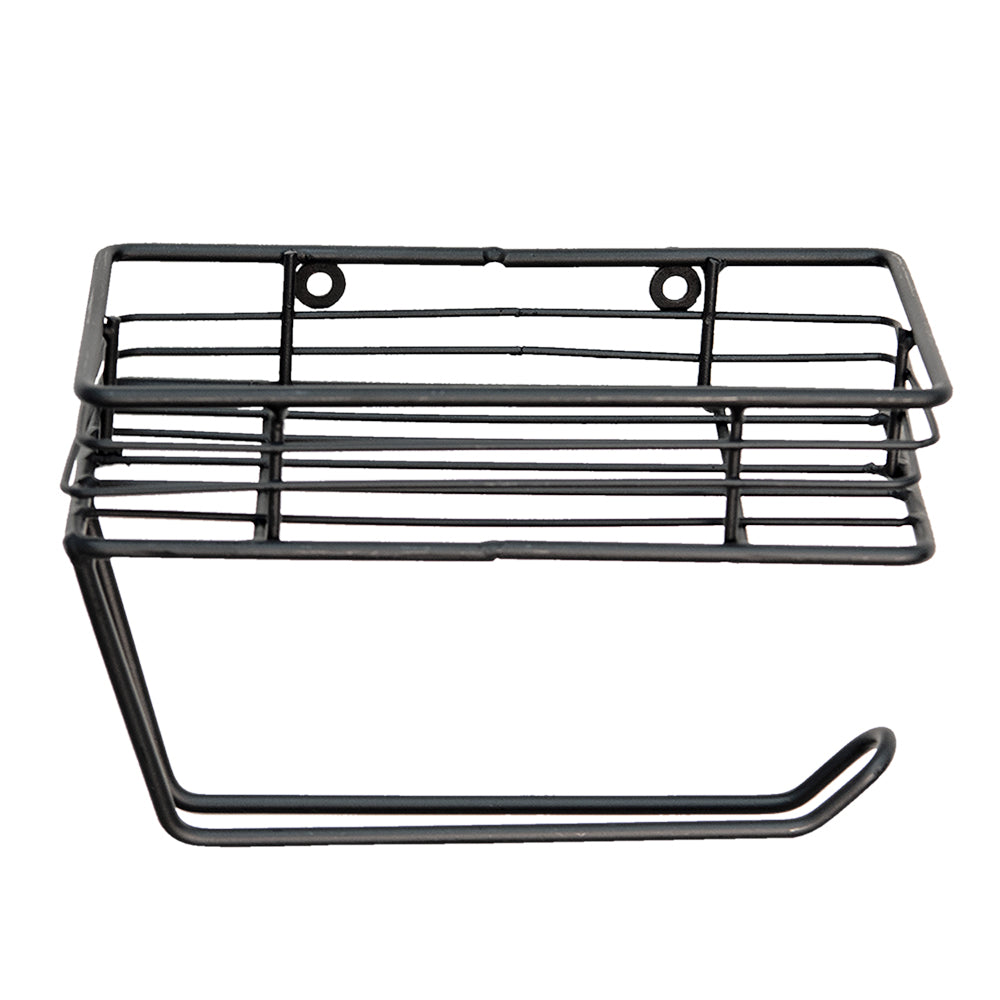 Clayre & Eef WC Rol Houder 20x12x12 cm Zwart IJzer