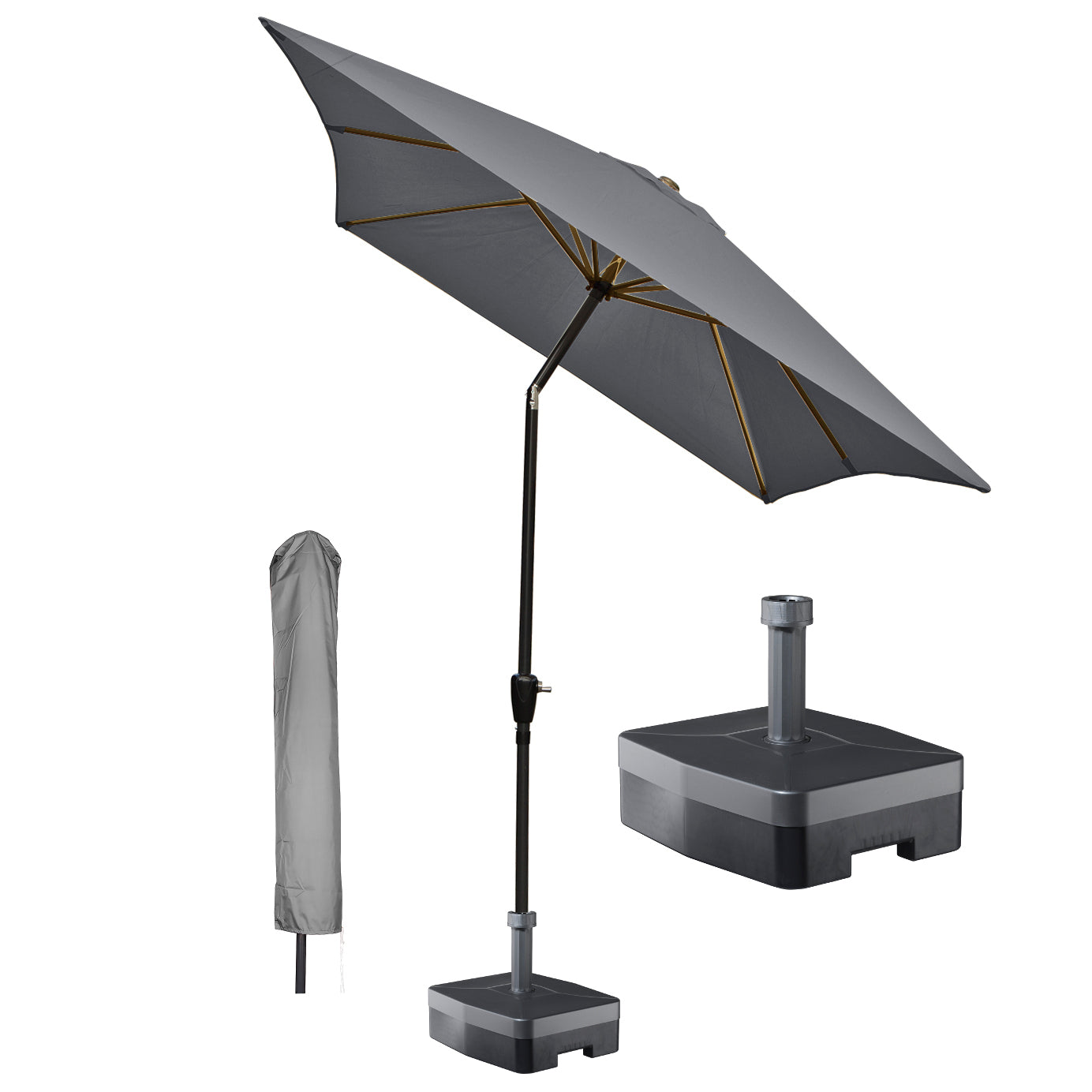 Kopu® rechthoekige parasol Bilbao 150x250 cm met hoes en voet - Grey