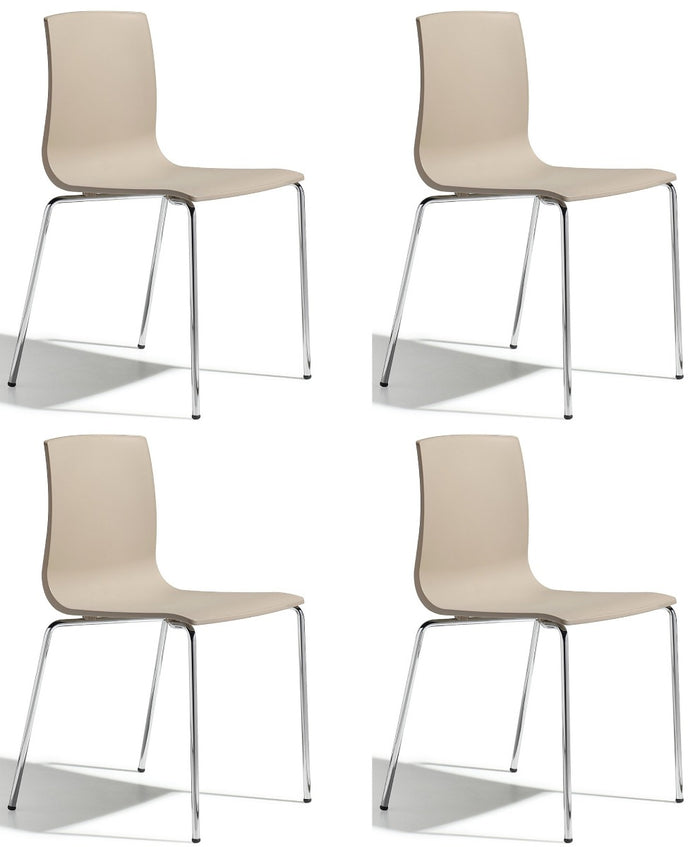 SCAB Alice Stapelbare Stoel - Set Van 4 - Duifgrijs - Chromen Poten