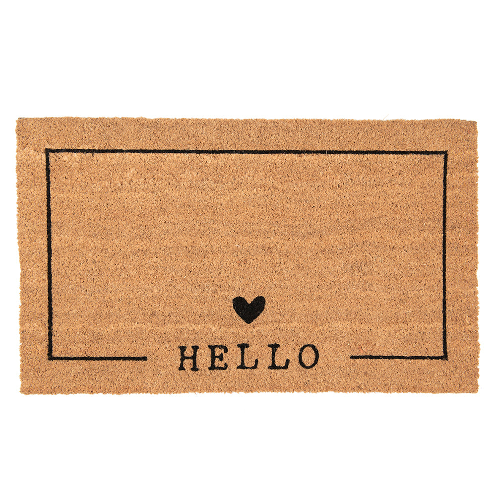 Clayre & Eef Deurmat 75x45 cm Bruin Zwart Kokos Hart