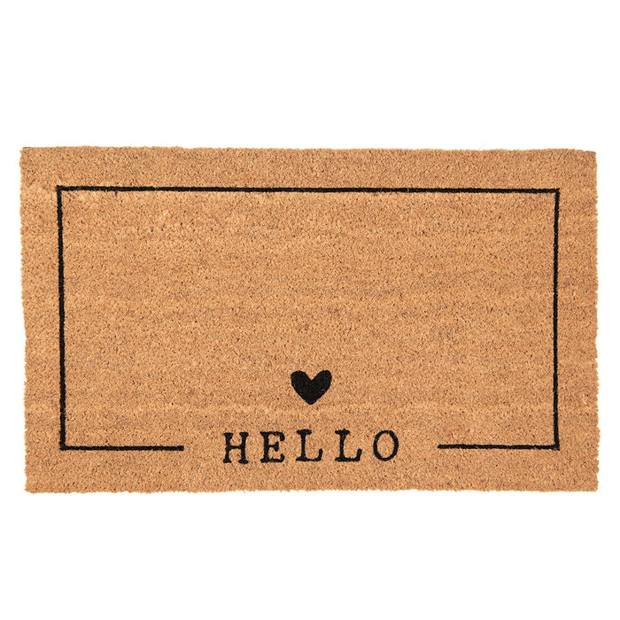 Clayre & Eef Deurmat 75x45 cm Bruin Zwart Kokos Hart