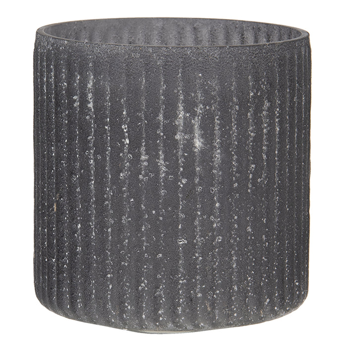 Clayre & Eef Theelichthouder  Ø 10x10 cm Grijs Glas Rond