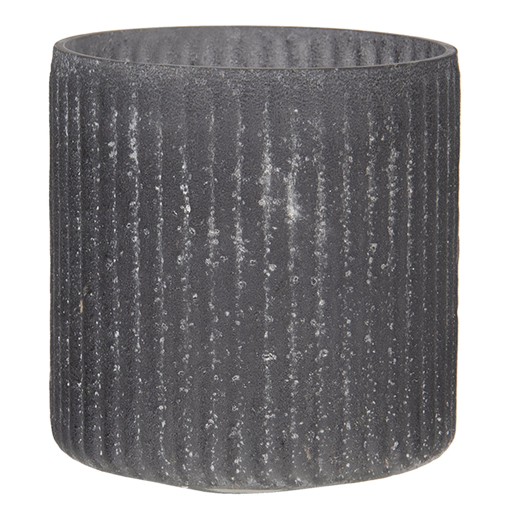 Clayre & Eef Theelichthouder  Ø 10x10 cm Grijs Glas Rond