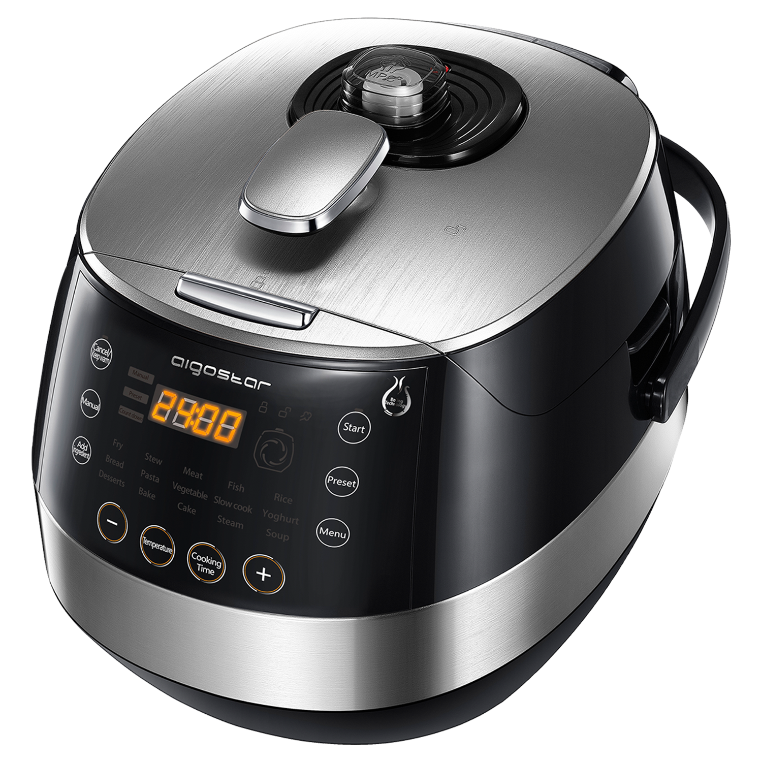 Aigostar Happy Chef 30IWY - pressure multicooker - Zwart|rvs