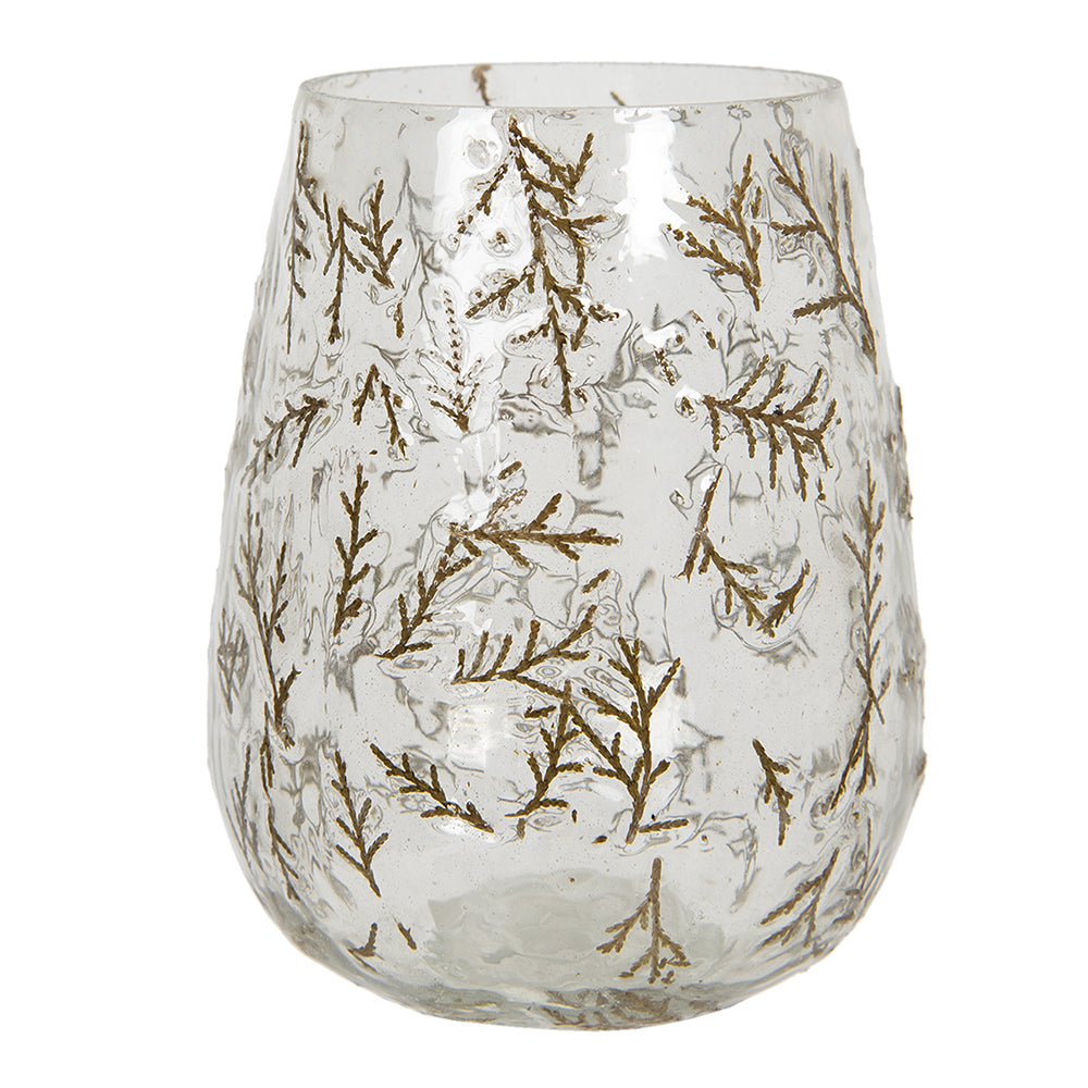 Clayre & Eef Theelichthouder Ø 12x15 cm Glas Takken Waxinelichthouder