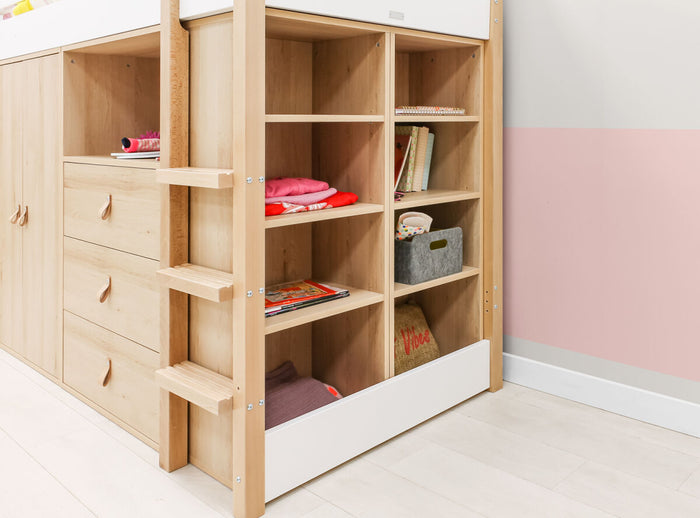 Bopita Lucas boekenkast smal voor hoogslaper - Naturel