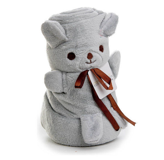 Elegance Baby|Kinder Flanel Fleece Knuffel Deken Beer grijs