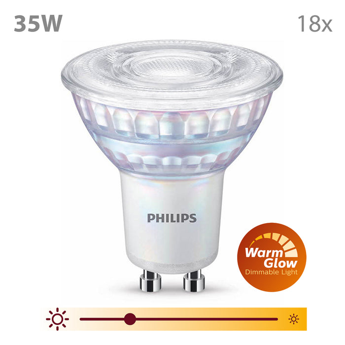 Philips Voordeelverpakking GU10 LED Spots WarmGlow - Set van 18 Stuks