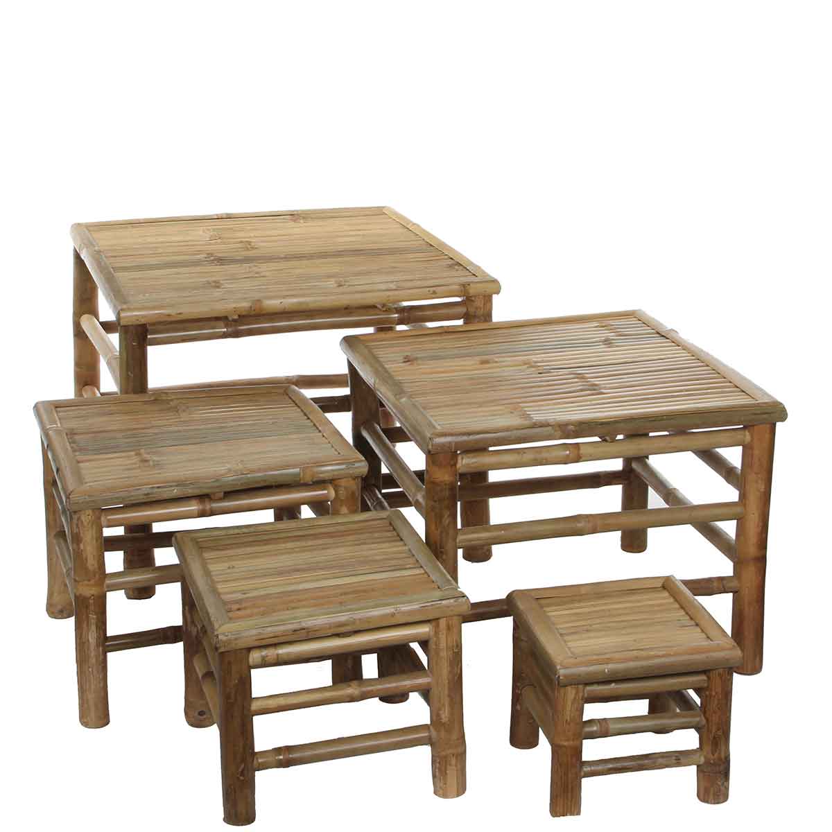 Mica Decorations Tropische Bijzettafels - 57x57x44 cm - Set van 5