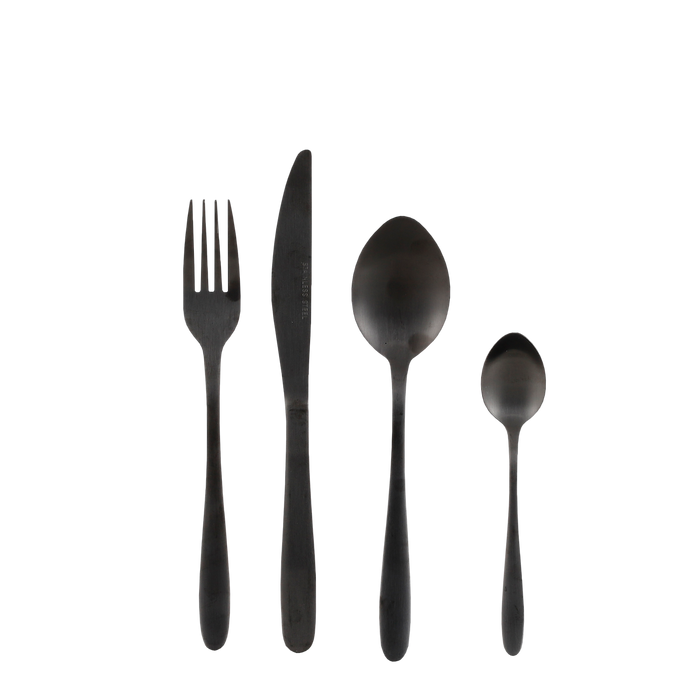 Mica Decorations Bestekset 4 Persoons - 16 delig - Zwart