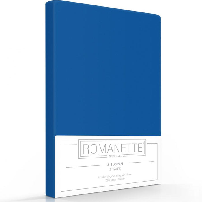 Romanette Kussensloop Hotelsluiting Romanette Katoen kobalt blauw